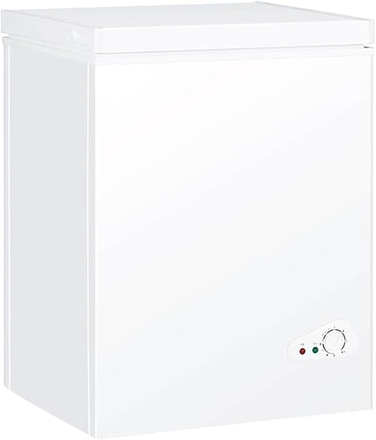 Compact Chest Freezer, 3.5 Cu.Ft. Deep Freezer with Adjustable Clear Bins, Manual Temperature Dial, White