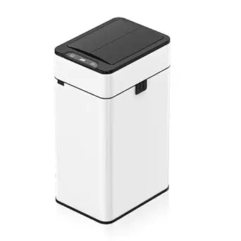 30 Liters/7.93 Gallon White Stainless Steel Motion Sensor Trash Can,Rectangular Smart Trash Can for Living Room, Bedroom, Kitchen, Bathroom, and Office