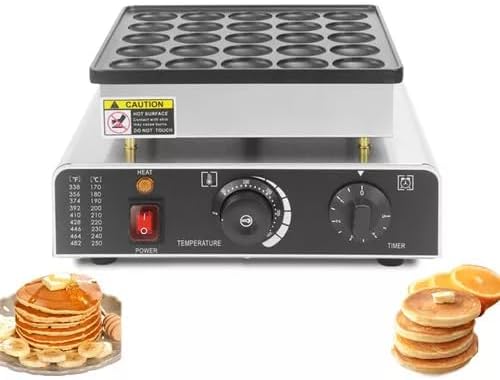 110V US Commercial 25PCS Mini Dutch Pancake Maker,950W Dutch Pancake Baker Machine,Muffin Stick Machine,Dutch Poffertjes Grill,Dorayaki Griller,Stainless Steel, Snacks, Desserts