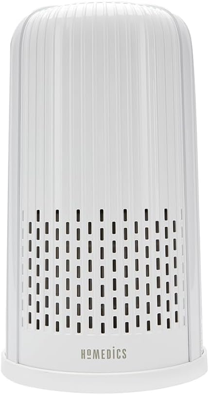 Homedics TotalClean 5-in-1 Tower Air Purifier UV-C Technology, Bacteria, Virus, Allergens, UV-C Light for Bedrooms, Offices, 3-in-1 HEPA-Type Filtration, Activated Carbon Odor Filter for Medium Rooms