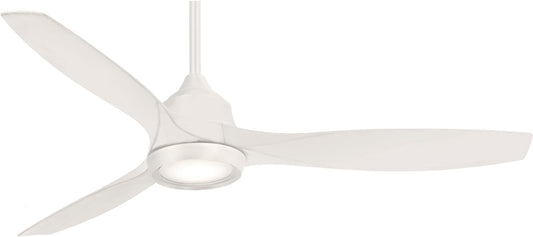 MINKA-AIRE F749L-WHF Skyhawk 60 Inch LED Ceiling Fan with Carved Wood Blades, Integrated LED Light and DC Motor in White Finish