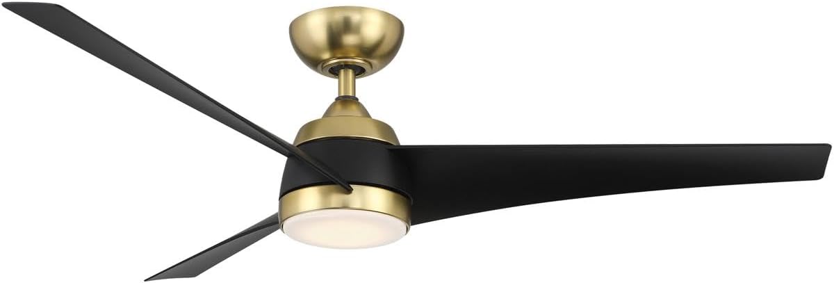 WAC Smart Fans Sonoma Indoor and Outdoor 3-Blade Ceiling Fan 56in Soft Brass Matte Black with 3000K LED Light Kit and Remote Control works with Alexa and iOS or Android App