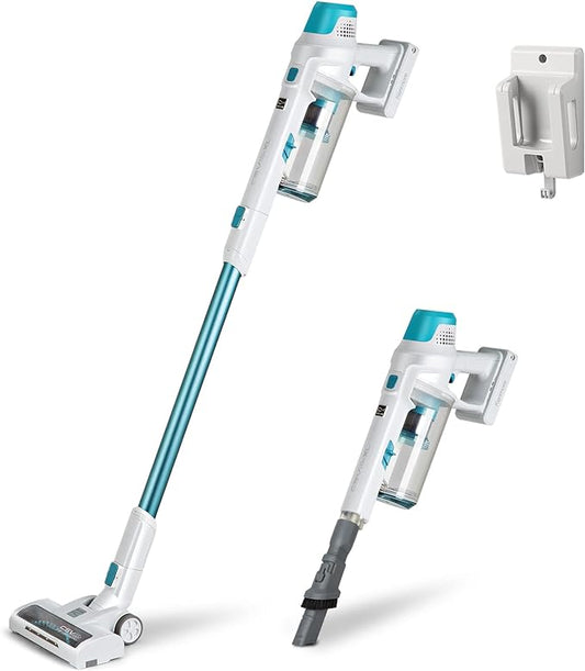 Kenmore DS4065 Cordless Stick Vacuum 1L Capacity Lightweight Cleaner 2-Speed Power Suction LED Headlight 2-in-1 Handheld for Hardwood Floor, Carpet & Dog Hair, Blue, DS4065