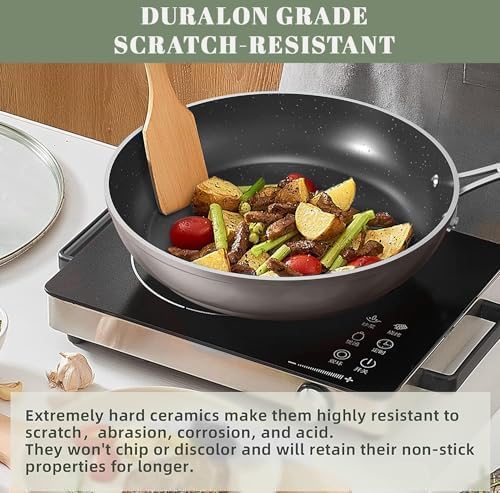 Nuwave 12pc Forged Lightweight Cookware Set, G10 Healthy Duralon Ceramic Ultra Non-Stick Coating, Vented Tempered Glass Lids, Stay-Cool Handles, Induction-Ready & Works on All Cooktops, PFAS Free