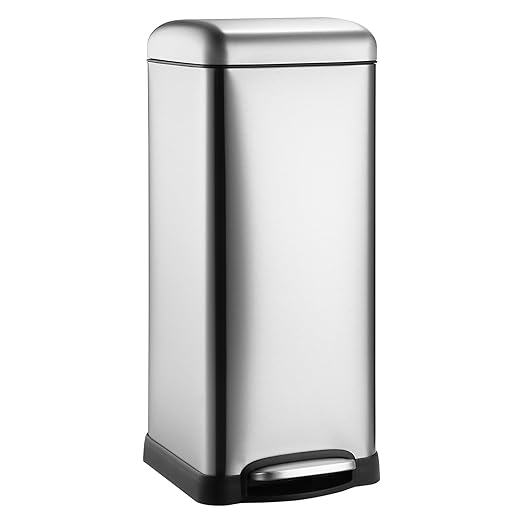 8-Gallon Step-Open Trash Can with Soft-Close Lid, Modern, Minimalistic for Home, Kitchen, Laundry Room, Office, Bedroom, Bathroom, with Removable Inner Bucket, Silver