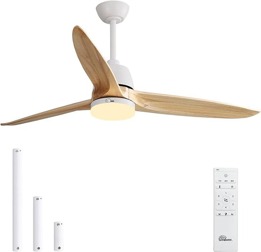 Sofucor 56 Inch Ceiling Fan with Lights Remote Control Dimmable Light Reversible DC Motor Modern Farmhouse Large Ceiling Fan for Kitchen Bedroom Basement Dining Living Room Light Wood