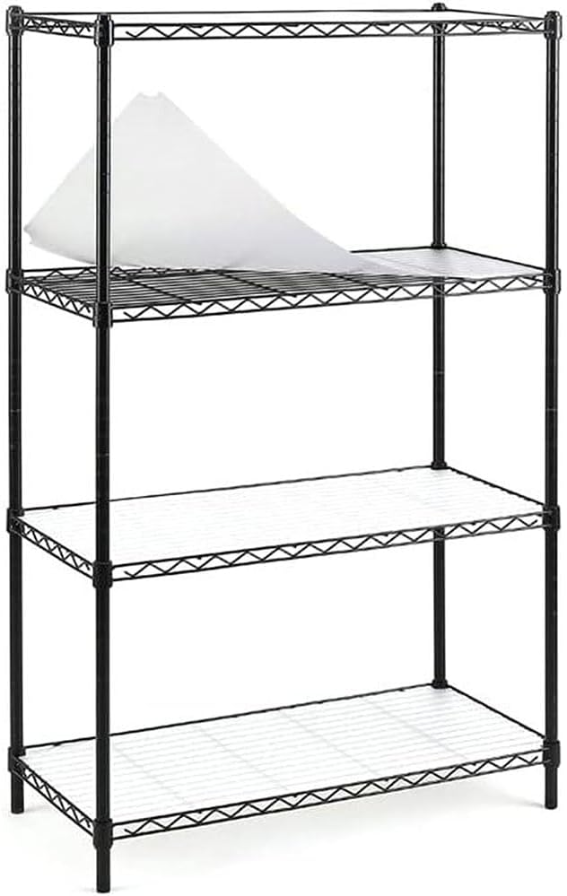 Shelving Units and Storage, 4-Shelf Adjustable Wire Shelf with 4-Shelf Liners, Heavy Duty Steel Wire Shelves for Pantry Closet Kitchen Laundry