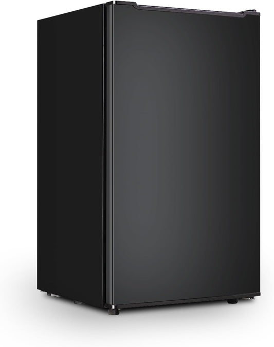 3.5 Cubic Feet Upright Freezer with Reversible Single Door Stainless Steel Compact Freezer Black Adjustable Thermostat Removable Shelves Ideal for Kitchen Office and Bar