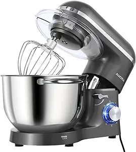 Aucma Stand Mixer,6.5-QT 660W 6-Speed Tilt-Head Food Mixer, Kitchen Electric Mixer with Dough Hook, Wire Whip & Beater (6.5QT, Gray)