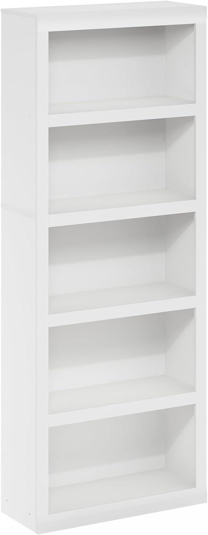 Furinno Rail 5-Tier Open Shelf Bookcase with Classic Style Edges, White