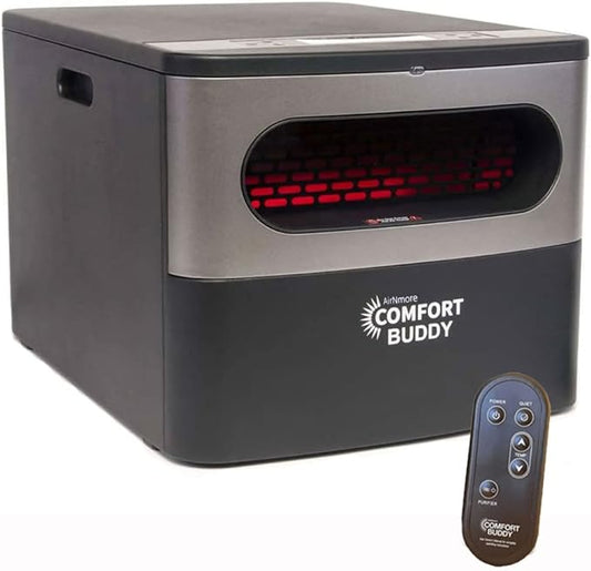 Comfort Buddy, Our Newest Space Heater, Unique Small Form Factor for Small Areas, On-Top Controls plus Handheld Remote, Intertek Listed, Great for Bedrooms, Basements, Garages