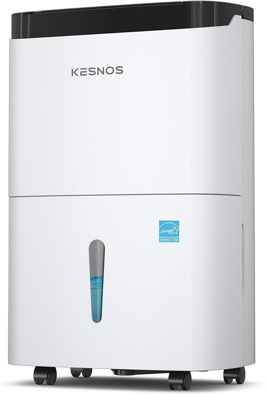 Kesnos 150 Pints Energy Star Dehumidifier with Pump for Space Up to 7000 Sq. Ft - Dehumidifier for Basement with Drain Hose, 1.85 Gal Water Tank, Handle, Self-Drying, Idear for Home, Office