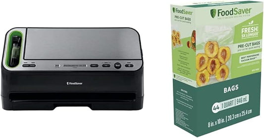 FoodSaver V4440 2-in-1 Automatic Vacuum Sealing System and This bundle includes a FoodSaver V4440 2-in-1 Automatic Vacuum Sealing System and Quart-Sized Bags, 44-Pack Bundle