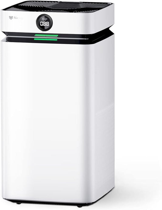 Airdog X8 Air Purifier for Home Large Room, Up to 4035ft2, Ionic Air Purifier with Washable Filter, Remove 99.9% to 14.6nm, Air Quality Detector, 360° Air Cleaner for Smoke, Pet, Allergy, Pollutant