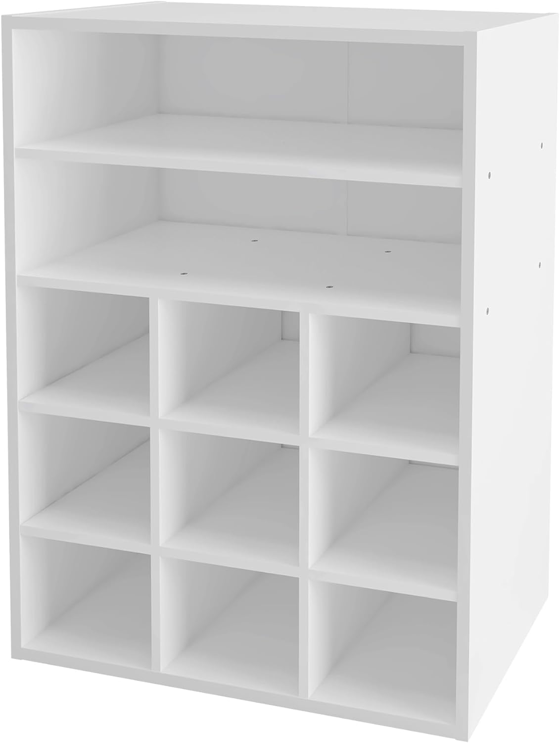 HAIOOU Shoe Cubby, 9-Cube Stackable Wood Shoe Rack Organizer 5-Tier Freestanding Wooden Shoe Stand with 2 Storage Shelf for 10-15 Pairs, Ideal for Apartment, Entryway, Closet Organization - White