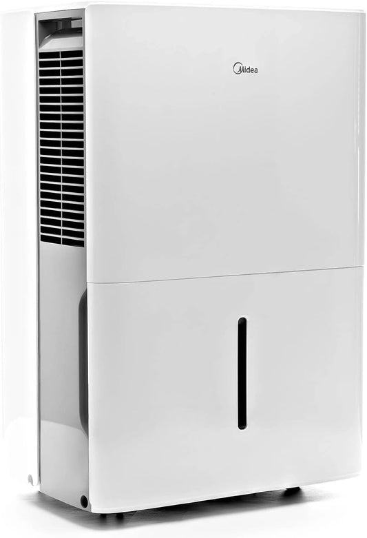 Midea 50 Pint SMART Dehumidifier With Pump - For Rooms up to 4,500 Sq. Ft. - Ideal For Basements, Large & Medium Sized Rooms, Energy Star Certified (White)