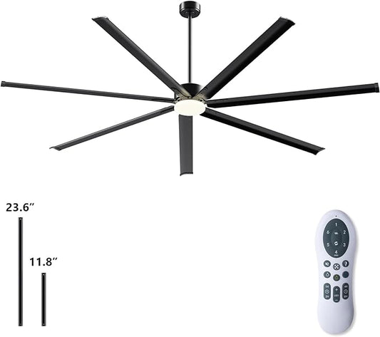 YUYUE 100 Inch Industrial DC Motor Ceiling Fan, Large Ceiling Fan with 7 Reversible Blades,6-Speed Remote Control,Ceiling Fans for Home or Commercial, Porch Patio Warehouse Restaurant