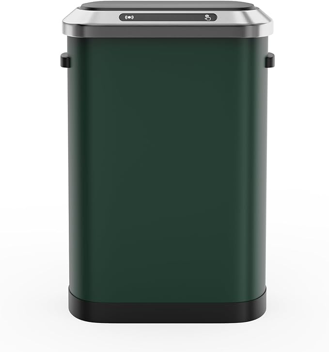 50 Liter/13 Gallon Kitchen Trash Can,Automatic Rectangular Stainless Steel Garbage Can for Bathroom Bedroom Home Office,Green