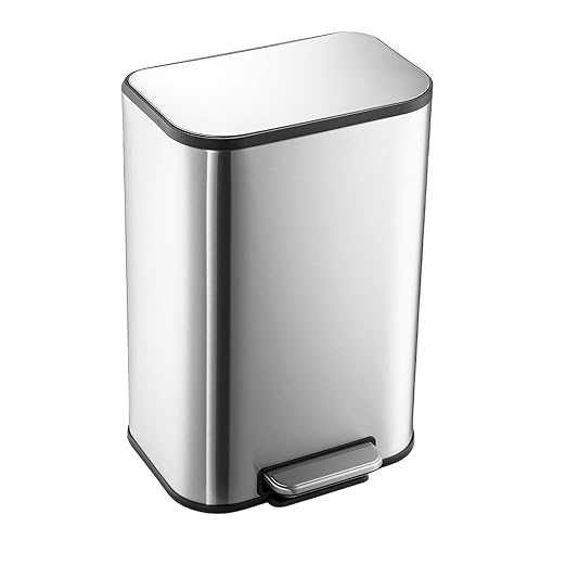 Bathroom Trash Can, 3.2 Gallon Stainless Steel Garbage Can with Lid, Step-On Pedal and Inner Bucket, Rectangular Trash Can for Kitchen for Office Living Room Small Spaces (12L)