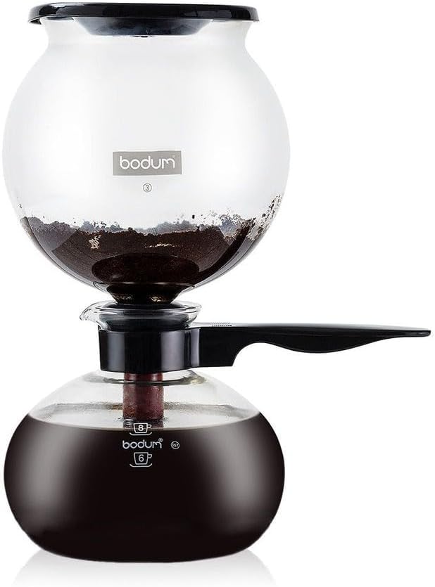 Bodum 34 oz Pebo Vacuum Coffee Maker, High Heat Borosilicate Glass, Black