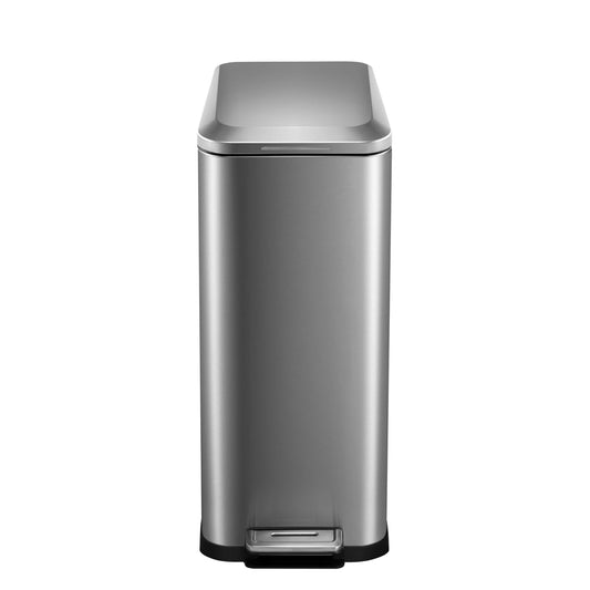 13 Gallon Tall Kitchen Garbage Can, Hands-Free Stainless Steel Trash Can with Lid Soft Close, Step Pedal, Slim Rectangular Fingerprint-Resistant Kitchen Trash Can with Removable Inner Bucket