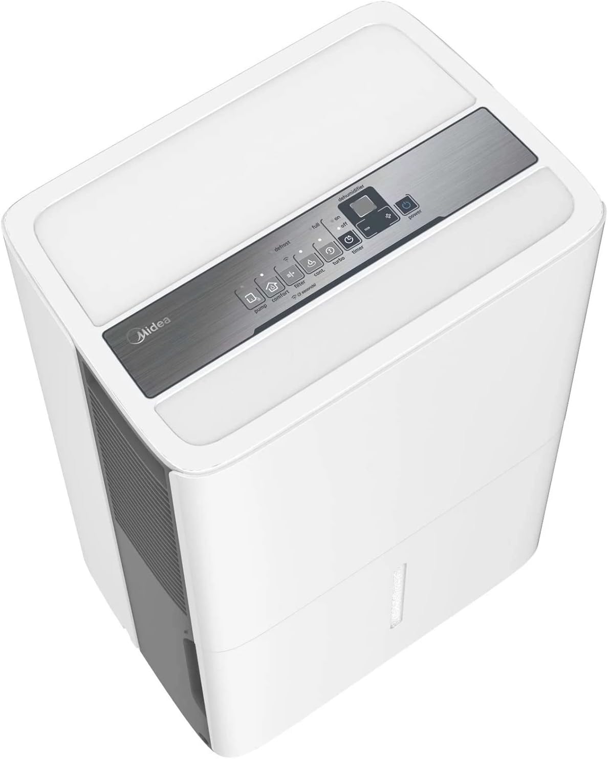 Midea 50 Pint SMART Dehumidifier With Pump - For Rooms up to 4,500 Sq. Ft. - Ideal For Basements, Large & Medium Sized Rooms, Energy Star Certified (White)