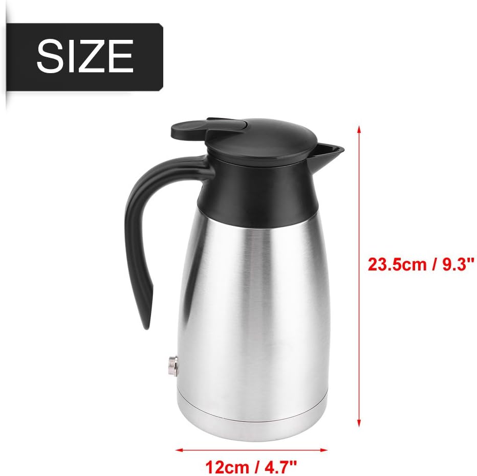 1000ML Car Electric Kettle, Water Heater Bottle 12/24V Heating Boiler 304 Stainless Steel Mug Kettle for Travel Camping Lorry Truck-Food-Grade