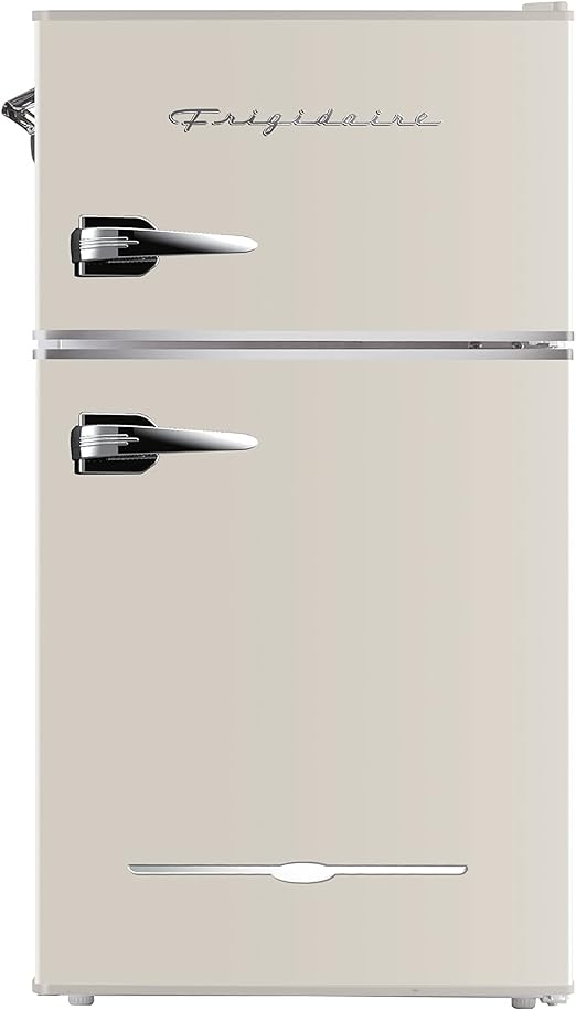 FRIGIDAIRE EFR840-Cream EFR840 Retro Mini Fridge with Freezer & Side Bottle Opener-Small 2 Door Refrigerator for Office Bar or College Dorm Room-3.1 Cu Ft, Cream