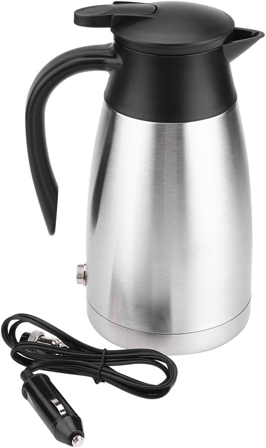 1000ML Car Electric Kettle, Water Heater Bottle 12/24V Heating Boiler 304 Stainless Steel Mug Kettle for Travel Camping Lorry Truck-Food-Grade