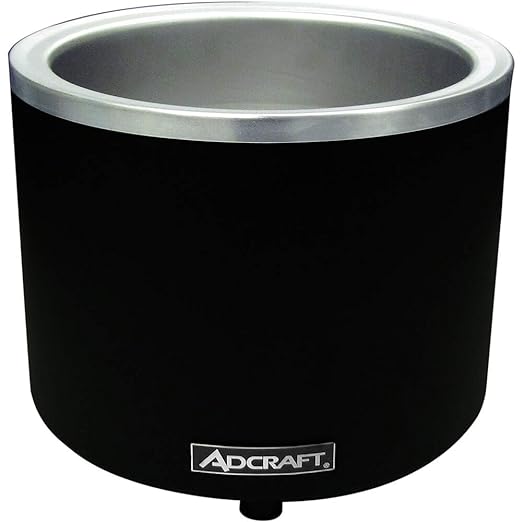 Adcraft FW-1200WR/B Countertop Soup Warmer with Thermostatic Controls, Food Cooker, Black Stainless Steel, 1200-Watts, 120v,7 quarts