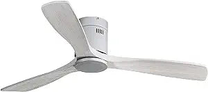 Sofucor 52" Flush Mount Ceiling Fan no Light and Remote Control, Outdoor Indoor Ceiling Fans without Light, Quiet Energy Saving with 6 Speeds, Timer, Silver