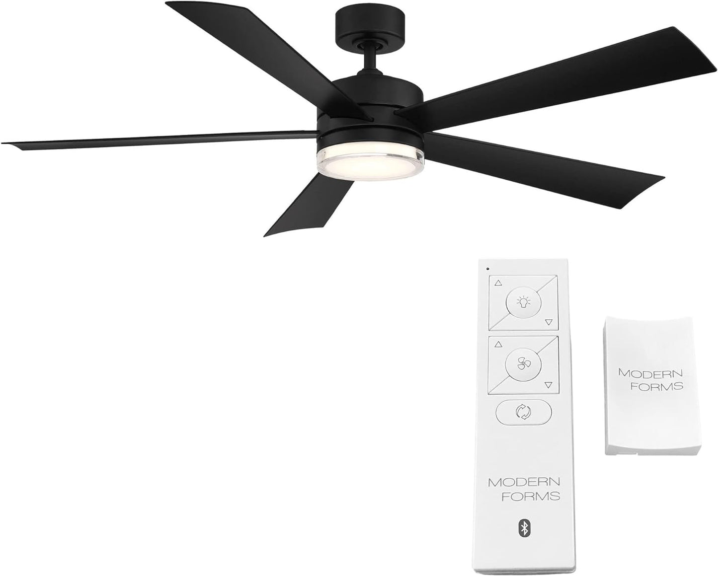 Wynd Smart Indoor and Outdoor 5-Blade Ceiling Fan 60in Matte Black with 3000K LED Light Kit and Remote Control works with Alexa, Google Assistant, Samsung Things, and iOS or Android App