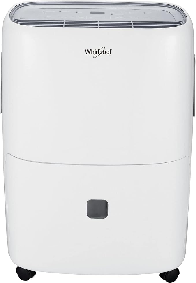 Whirlpool 20-Pint Portable Dehumidifier with Auto-Shutoff & Timer, Home Dehumidifier and Moisture Absorber For Basement, Garage, Living Room in White