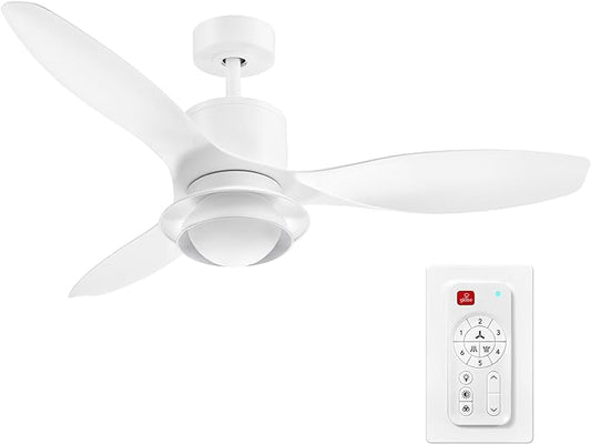 Globe Electric 27107 48" Smart Ceiling Fan with LED Light, Remote Control, WhisperQuiet DC Motor, 6 Speeds, White