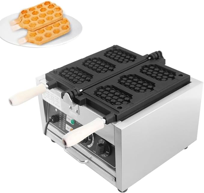 Commercial 1500W Nonstick Electric 3-Slice Honeycomb Waffle Pop Maker,Stainless Steel Waffle Maker Machine w/Temperature and Time Control for Bakeries Snack Bar Family