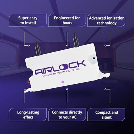 Airlock Boat Odor Air Purifier - Marine Air Purifier for Fresh Clean Air | Boat Accessories | Easy to Install | Maintenance-Free | Deodorizer Odor Eliminator