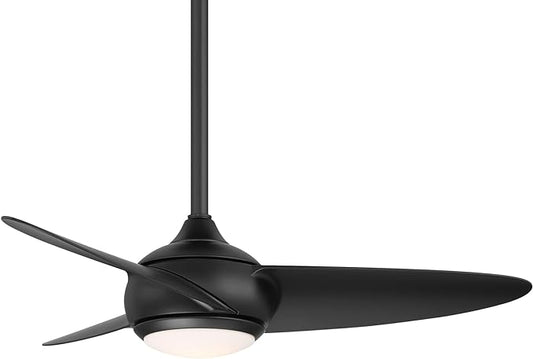 Loft Indoor and Outdoor 3-Blade Smart Ceiling Fan 38in Matte Black with 3000K LED Light Kit and Remote Control works with Alexa and iOS or Android App