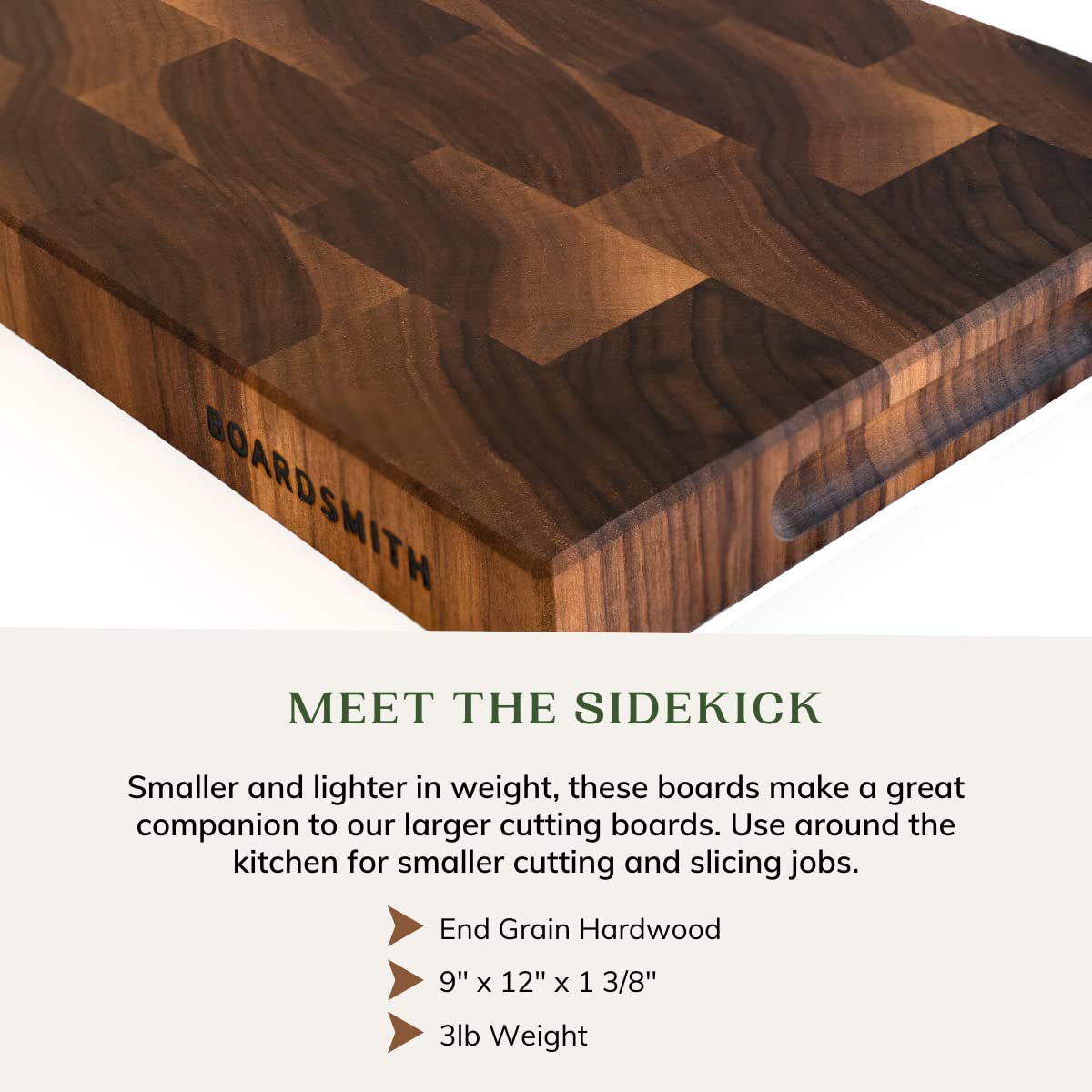 Walnut Sidekick End Grain Cutting Board - Walnut Wood Cutting Board for Kitchen - Kitchen Cutting Board - Wooden Cutting Board