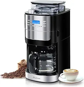 12 Cup Coffee Maker with Burr Grinder Built In, Programmable Coffee Machine,Coffee Maker for Beans or Ground Coffee