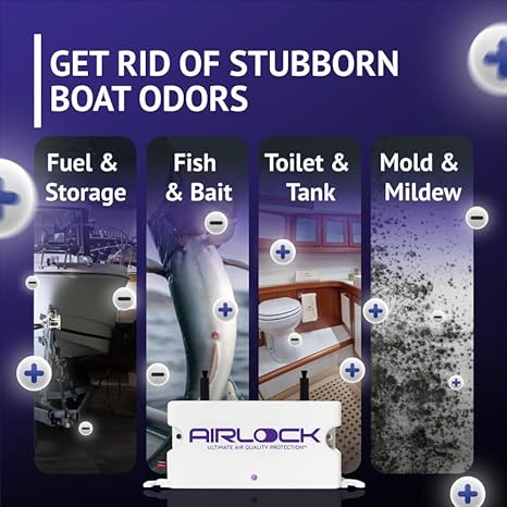 Airlock Boat Odor Air Purifier - Marine Air Purifier for Fresh Clean Air | Boat Accessories | Easy to Install | Maintenance-Free | Deodorizer Odor Eliminator