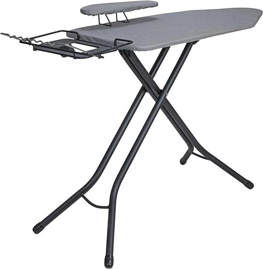 Household Essentials Wide Mega Ironing Board 4-Leg, Steel Top Pressing Station, Heat-Resistant Fiber Pad and Cotton Cover