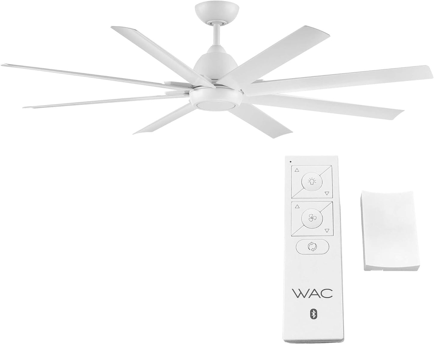 WAC Smart Fans Mocha XL Indoor and Outdoor 8-Blade Ceiling Fan 66in Matte White with Remote Control works with Alexa and iOS or Android App