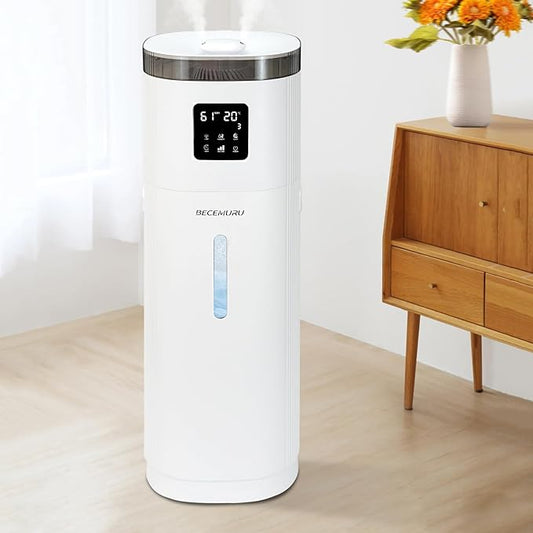 BECEMURU Large Humidifiers for Home Large Room, 4.8Gal/18L Ultrasonic Quiet Humidifiers for 2000 sq.ft, Top Fill Humidifier With Essential Oil Tray, 3 Mist Modes, Wheel, Extension Tube & Remote