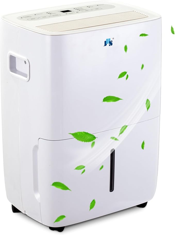 JHS 25 Pints Dehumidifier for Spaces up to 1,500 sq. ft at Home with Drain Hose, Reusable Air Filter, and 1.05 Gal Water Bucket, Perfect for Bedrooms Bathrooms Basements