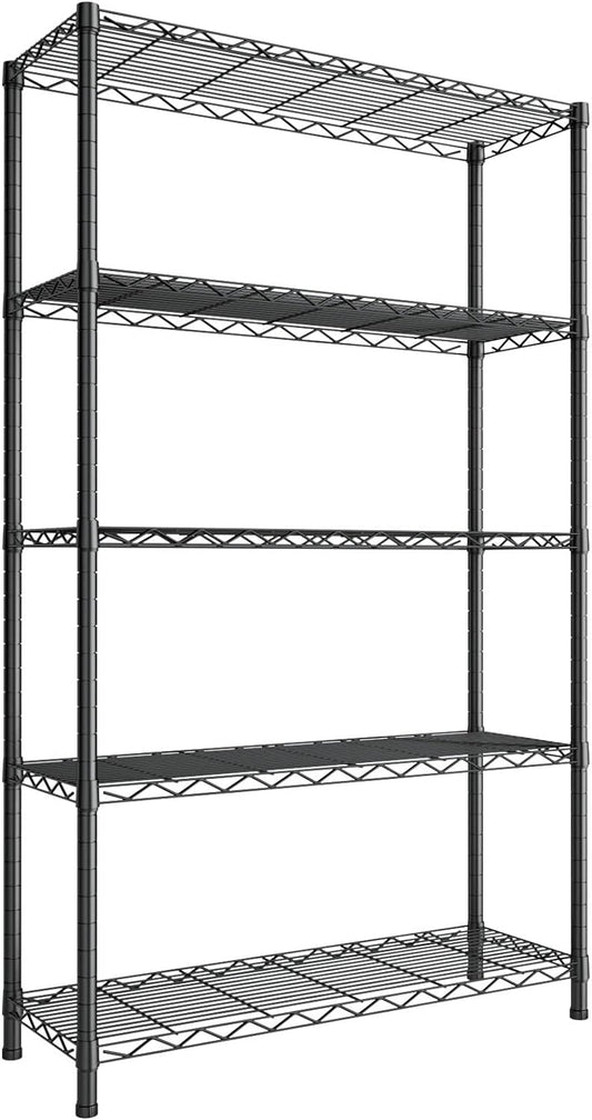 SINGAYE 5 Tier Storage Shelves Garage Shelving Wire Shelf 1750lbs Heavy Duty Storage Shelving Adjustable Shelf Metal Shelf Unit Black 48" W x 18" D x 77" H