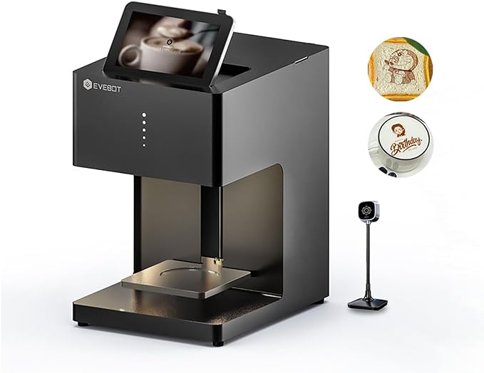 Coffee Latte Art Machine EB-Pro Customized Photo Selfie Printing with Camera Cake Desserts DIY Personalized Decoration for Cafes Bars Museums, Brown FancyBox