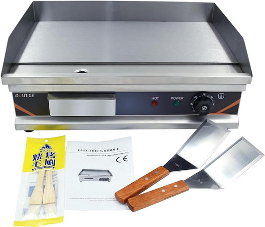 22" Commercial Electric Griddle,1500W Electric Countertop Griddle Flat Top Grill Grill with Thermostatic Control,Stainless Steel Heavy Duty Large Grill for Restaurant BBQ