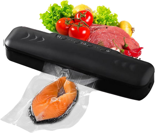 Food Vacuum Sealer Machine,One-Touch Automatic Food Sealer,Air Sealing System for Food Storage Dry/Moist Modes,Portable Food Vacuum Sealer with 10 Vacuum Seal Bags & 2 Air Suction Hose