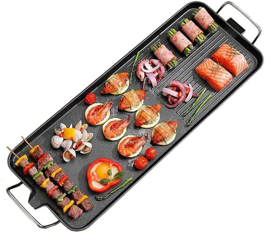 Electric Table Top Griddle. Korean Style Nonstick Grill. Indoor Raclette Yakiniku Grill Pan. Extra Large Portable. Adjustable Temperature. Campaing Indoor Outdoor (26.8 Inch)