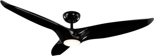 Morpheus III Smart Indoor and Outdoor 3-Blade Ceiling Fan 60in Gloss Black with 3000K LED Light Kit and Remote Control works with Alexa, Google Assistant, Samsung Things, and iOS or Android App